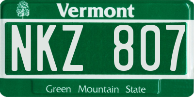 VT license plate NKZ807