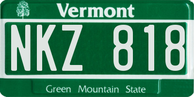 VT license plate NKZ818