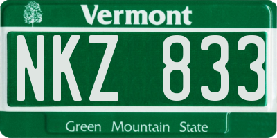 VT license plate NKZ833