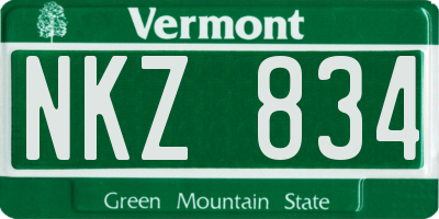 VT license plate NKZ834