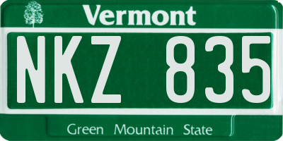 VT license plate NKZ835