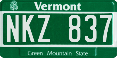 VT license plate NKZ837