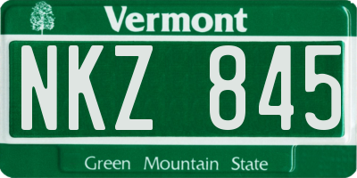 VT license plate NKZ845