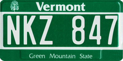VT license plate NKZ847