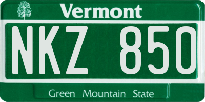 VT license plate NKZ850