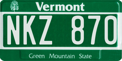 VT license plate NKZ870