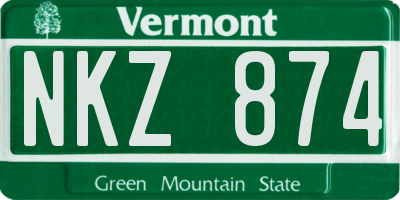 VT license plate NKZ874