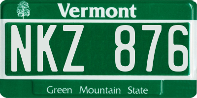 VT license plate NKZ876