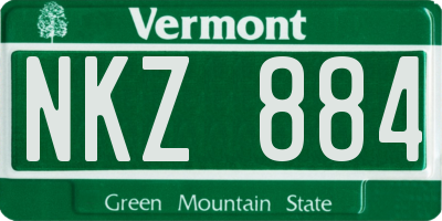 VT license plate NKZ884