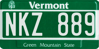 VT license plate NKZ889