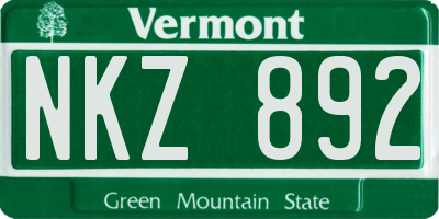 VT license plate NKZ892