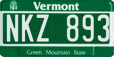 VT license plate NKZ893