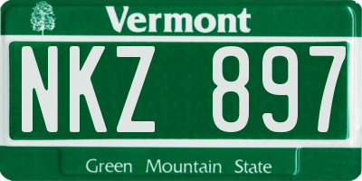 VT license plate NKZ897