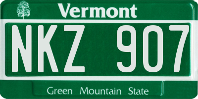 VT license plate NKZ907