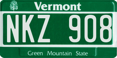 VT license plate NKZ908