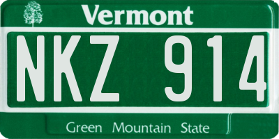 VT license plate NKZ914