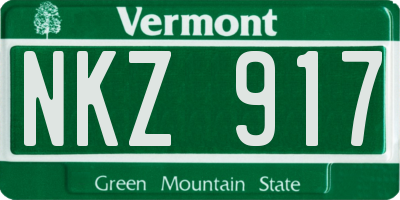 VT license plate NKZ917