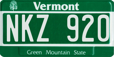 VT license plate NKZ920