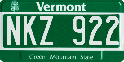 VT license plate NKZ922