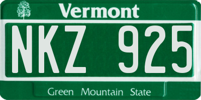 VT license plate NKZ925