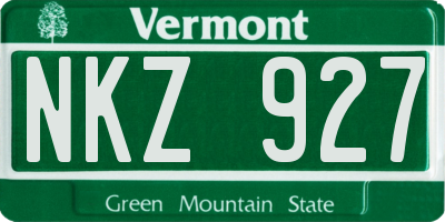 VT license plate NKZ927