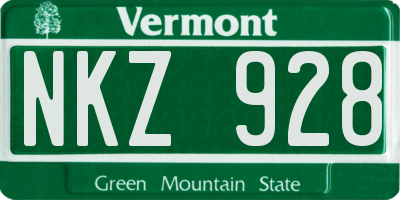 VT license plate NKZ928