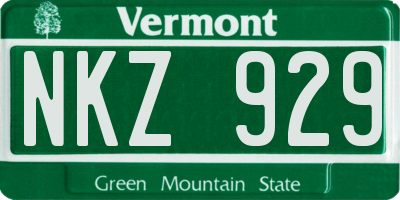 VT license plate NKZ929