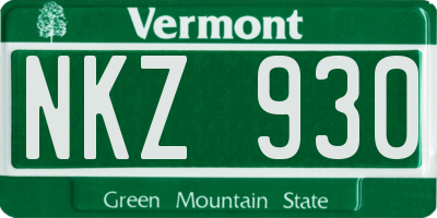 VT license plate NKZ930