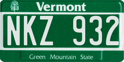 VT license plate NKZ932