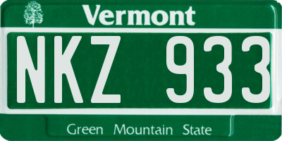 VT license plate NKZ933