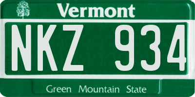 VT license plate NKZ934