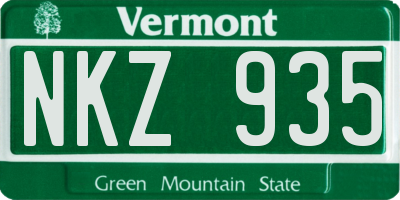 VT license plate NKZ935