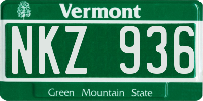 VT license plate NKZ936