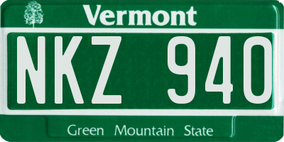 VT license plate NKZ940
