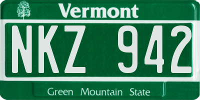 VT license plate NKZ942