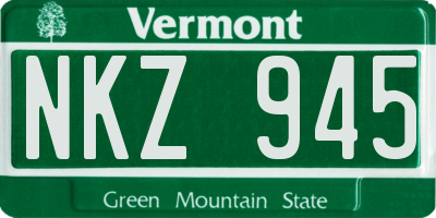 VT license plate NKZ945