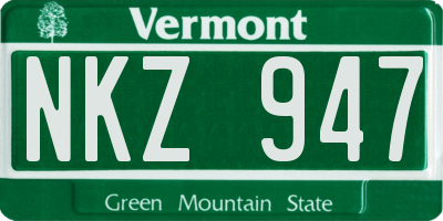 VT license plate NKZ947
