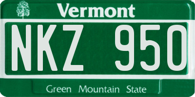 VT license plate NKZ950