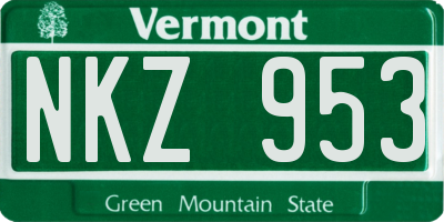 VT license plate NKZ953