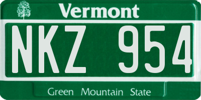 VT license plate NKZ954
