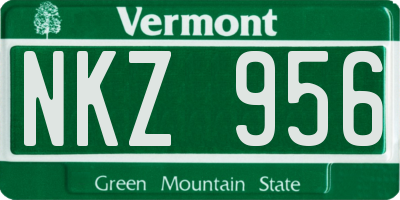 VT license plate NKZ956