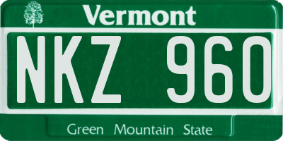VT license plate NKZ960