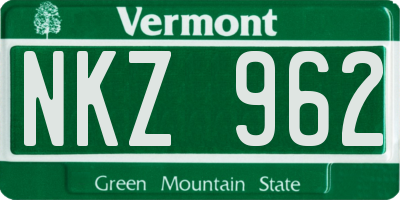 VT license plate NKZ962