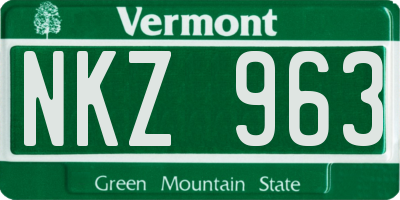 VT license plate NKZ963