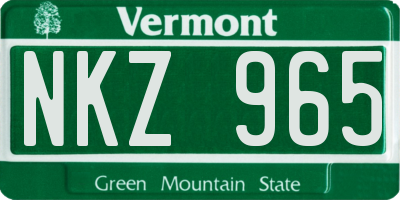 VT license plate NKZ965