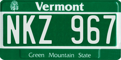 VT license plate NKZ967