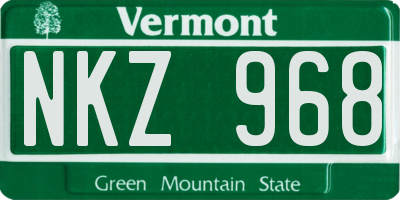 VT license plate NKZ968