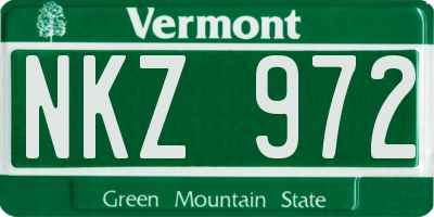 VT license plate NKZ972