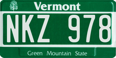 VT license plate NKZ978