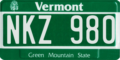VT license plate NKZ980